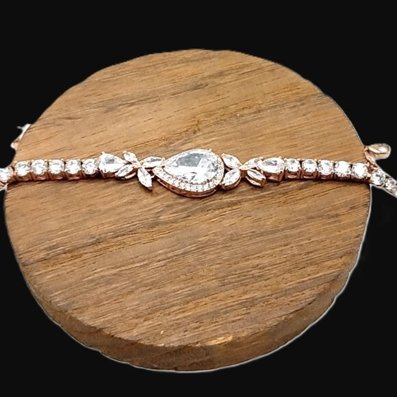 Fashion Tennis Bracelet Mixed Cut CZ Crystal Statement Piece Rose Gold NWOT - Picture 4 of 16